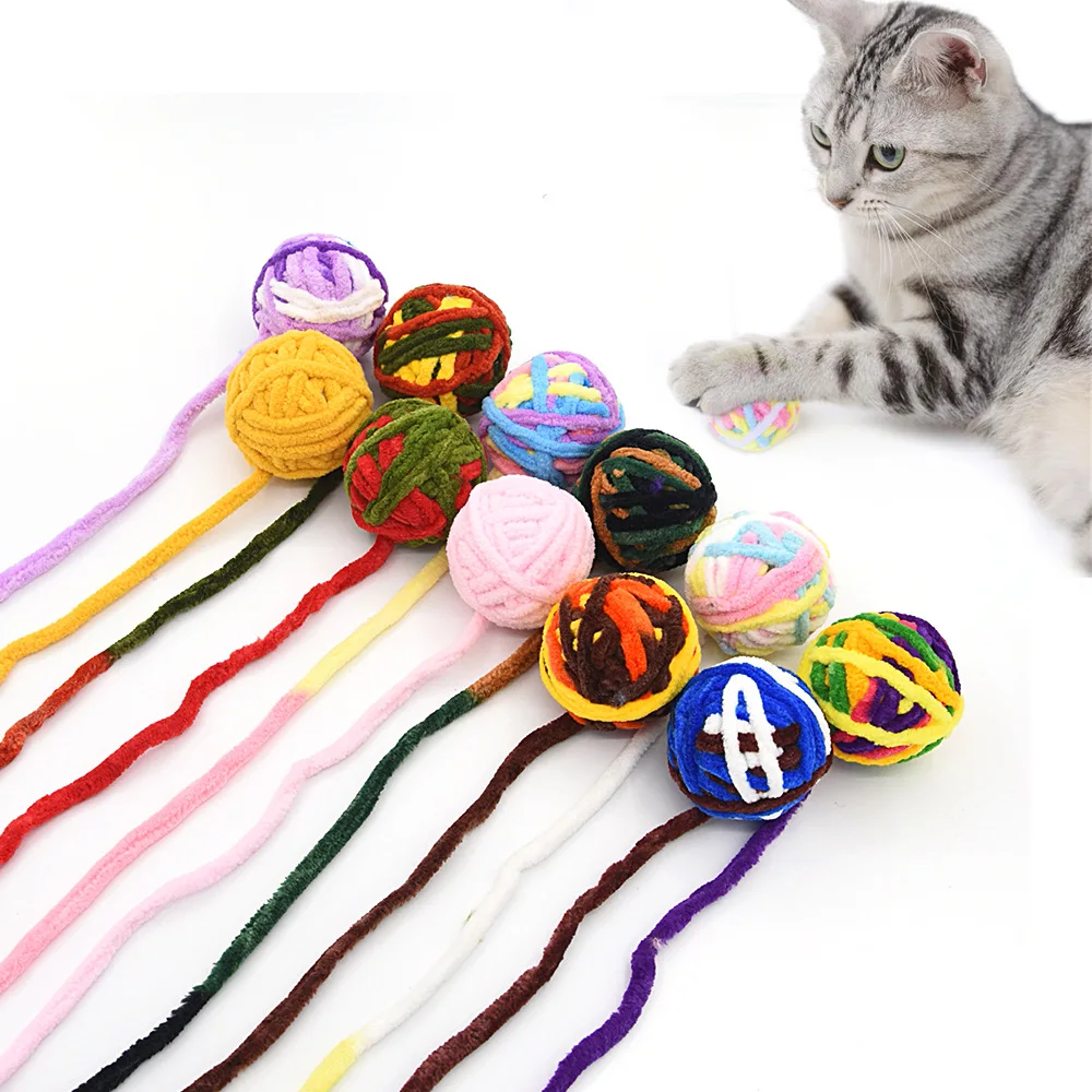 

Funny Cat Toys Colorful Yarn Balls With Bell Sounding Interactive Chewing Toys For Kittens Stuffed Throwing Toys Ball Supplies