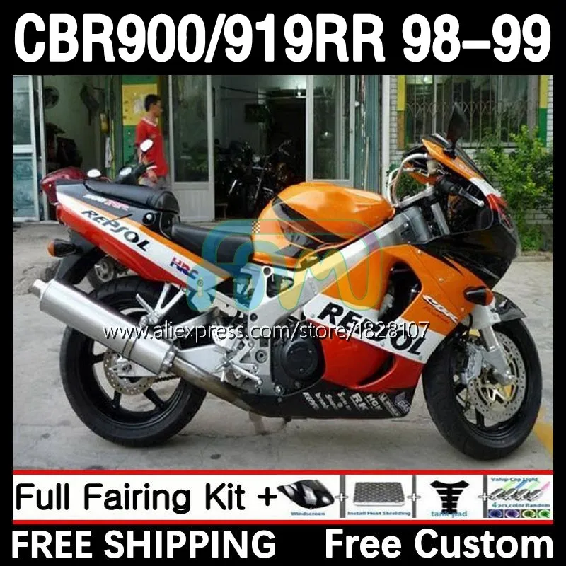 

Fairings For HONDA CBR 919RR 900RR 919 Repsol orange CBR900 CBR919 RR 98-99 32No.44 900CC CBR900RR 98 99 CBR919RR 1998 1999 Body