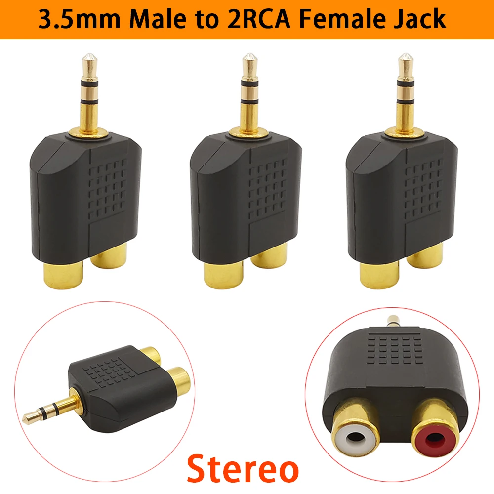 

5Pcs RCA Y Splitter разъем громкоговоритель с золотым покрытием 3,5 мм стерео мужской разъем 2 x RCA женские разъемы разъема аудио наушников
