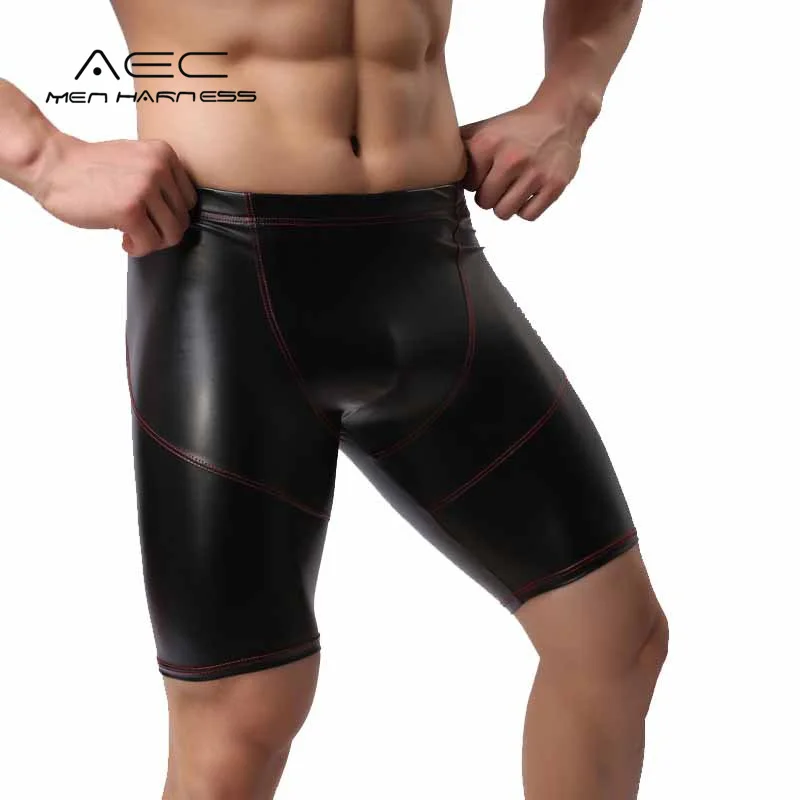 Men Bathing Slips PU Faux Leather Knee Length Boxer Shorts Low-Waistline Skinny Waterproof Swimwear U Convex Bag Sport Shorts
Men Bathing Slips PU Faux Leather Knee Length Boxer Shorts Low-Waistline Skinny Waterproof Swimwear U Convex Bag Sport Shorts