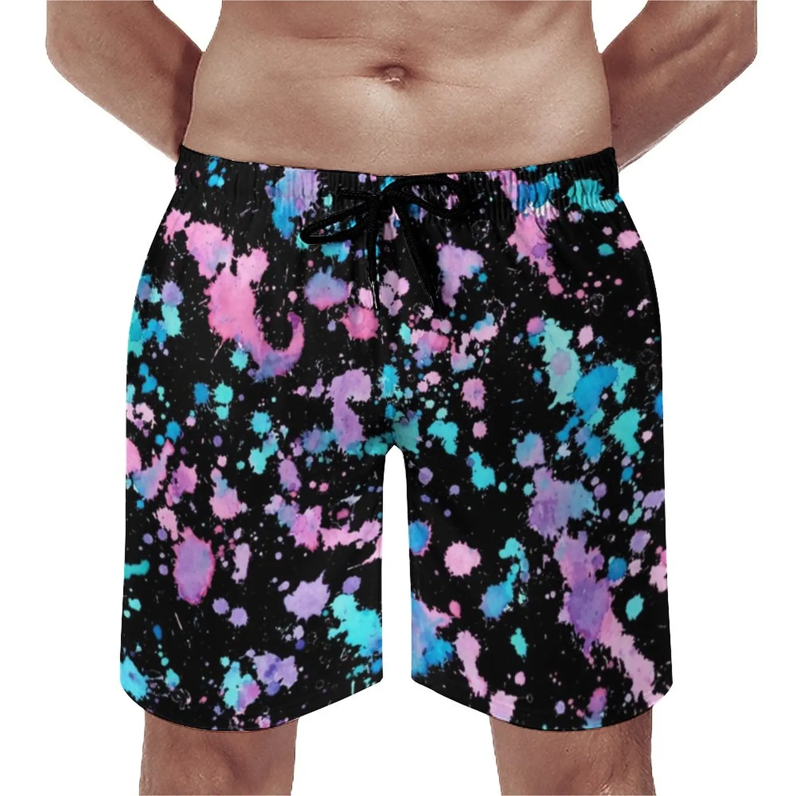 

Colourful Paint Splatter Board Shorts Summer Splash Art Cute Beach Short Pants Men Running Surf Quick Dry Custom Swim Trunks