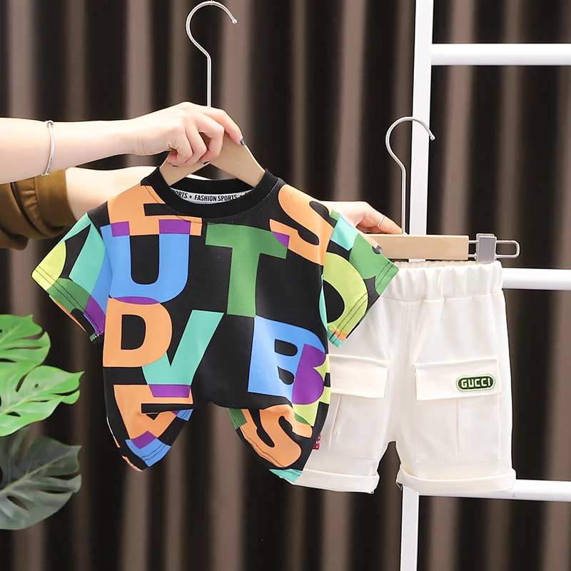 New Baby Boys Girls Summer Cotton Casual Clothes Letter T Shirt Shorts 2pcs Children Fashion Toddler Tracksuits Sets 0-5 Years
New Baby Boys Girls Summer Cotton Casual Clothes Letter T Shirt Shorts 2pcs Children Fashion Toddler Tracksuits Sets 0-5 Years