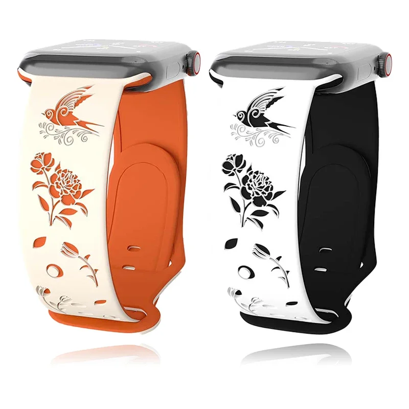 Силиконовый ремешок для Apple Watch Band 42 мм 46 44 41 40 45 49 браслет с гравировкой Ultra