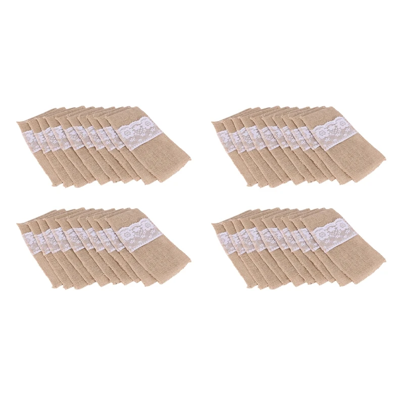 200 Pcs Natural Jute Cutlery Knives And Forks Cutlery Set Silverware Bag Holder Burlap & Lace Party Wedding Decor
200 Pcs Natural Jute Cutlery Knives And Forks Cutlery Set Silverware Bag Holder Burlap & Lace Party Wedding Decor