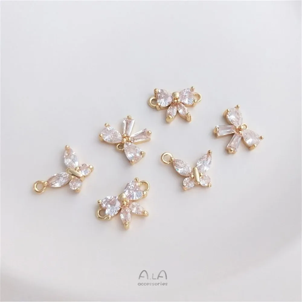 1Pcs 14K Bag Gold Zircon double hanging small butterfly pendant single hanging bow DIY Bracelet headpiece Earring Pendant
1Pcs 14K Bag Gold Zircon double hanging small butterfly pendant single hanging bow DIY Bracelet headpiece Earring Pendant