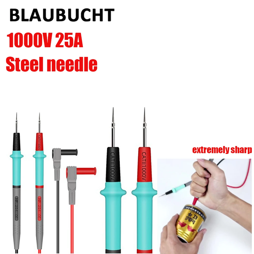 Extra Sharp High Hardness Silicone Test Lead Measurement Multimeter Probe Test Lead Pin Wire Pen Cable Alligator Clips 1000V 20A
Extra Sharp High Hardness Silicone Test Lead Measurement Multimeter Probe Test Lead Pin Wire Pen Cable Alligator Clips 1000V 20A