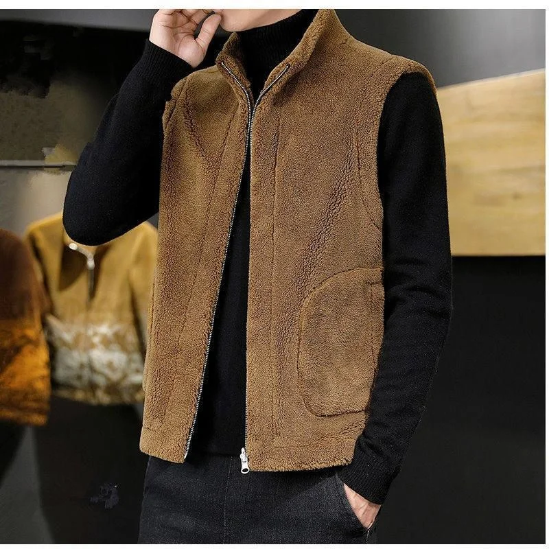 

Vest Be Male On Warm Men Winter Waistcoat Worn Lamb Can Sleeveless New Sides Wool Thicken Coat Both Fashion Gilets Jacket Casual