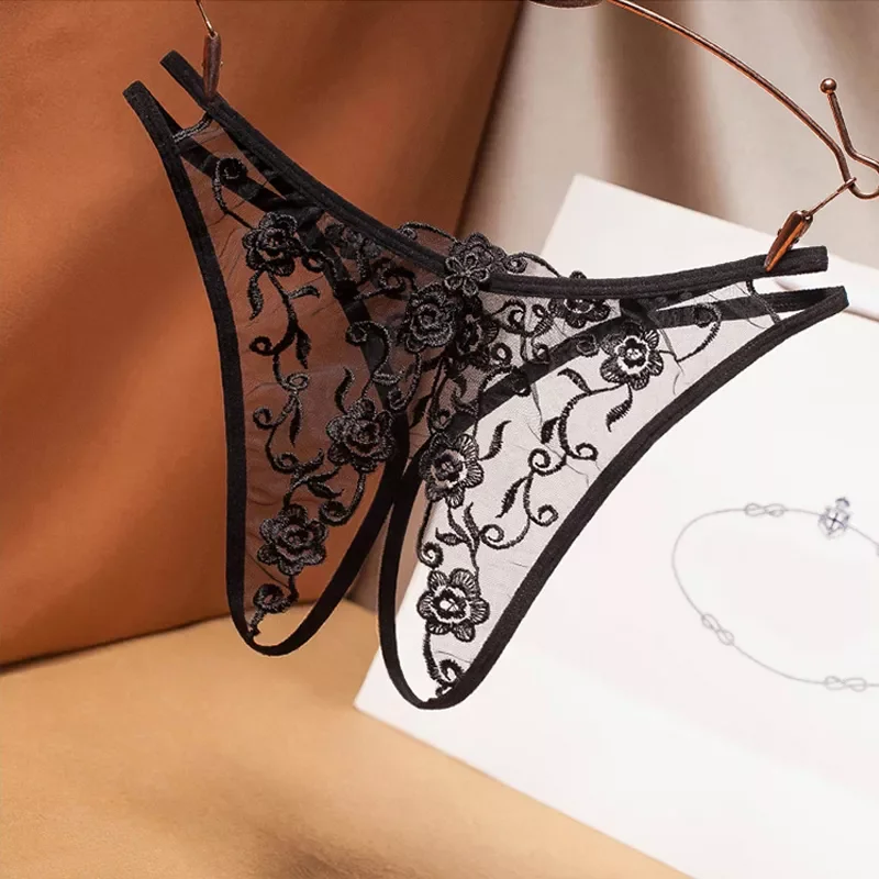 crotch-free women's panties mesh embroidery retro hollowed out sexy transparent thong ultra-thin low waist t pants G-String
crotch-free women's panties mesh embroidery retro hollowed out sexy transparent thong ultra-thin low waist t pants G-String