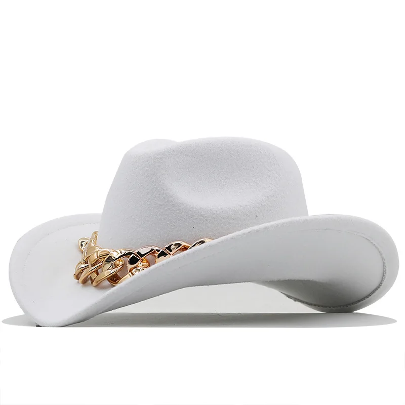 

Шляпа Федора для мужчин и женщин, модная Панама с цепочкой, ковбойская шляпа, роскошный Пляжный головной убор для часовни, мужской головной ...