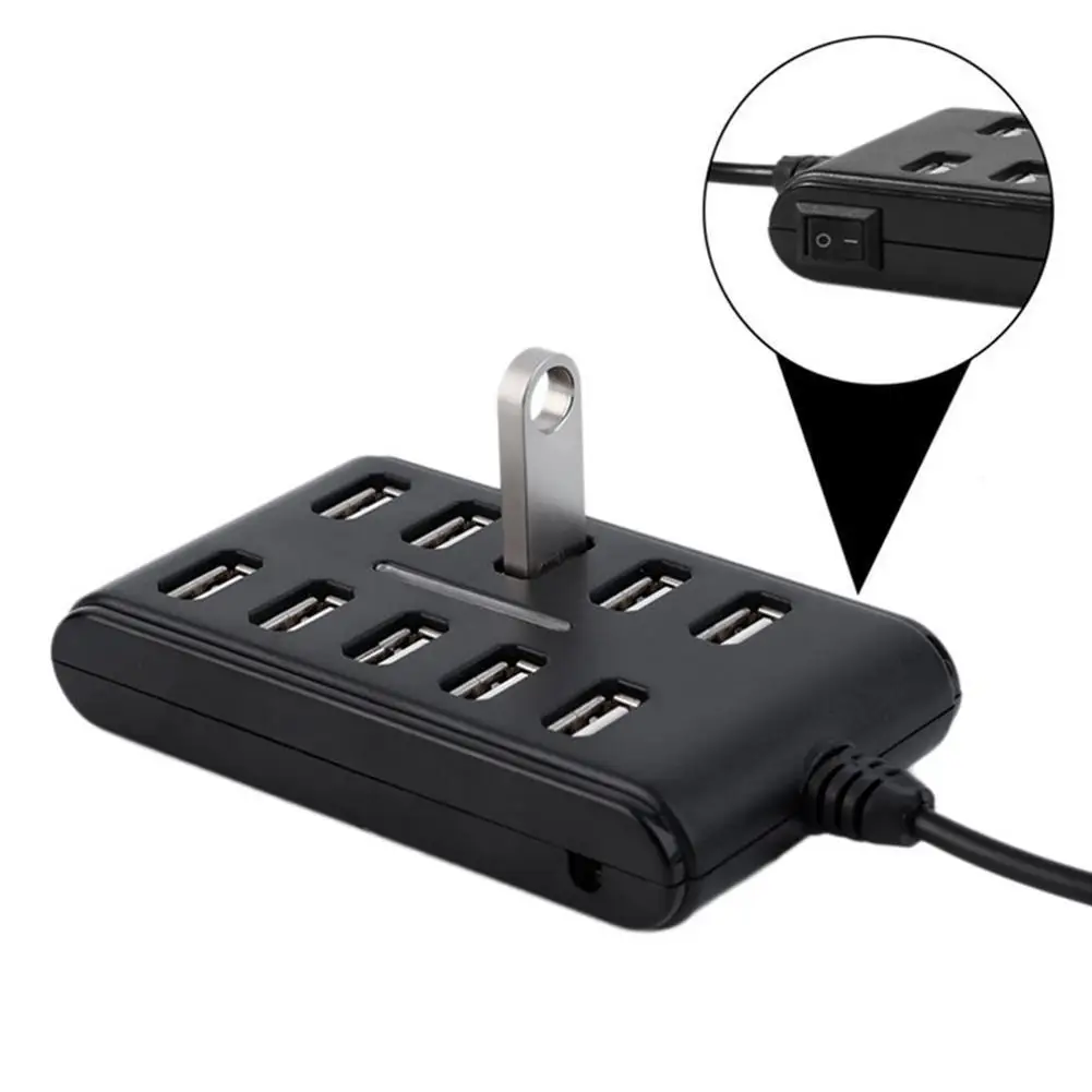 10-in-1 USB Hub 10 Ports 5V 500mA 480Mbps Portable Splitter Extension Equipments Data Transmission Charging Usb 2.0 HUB Adapter
10-in-1 USB Hub 10 Ports 5V 500mA 480Mbps Portable Splitter Extension Equipments Data Transmission Charging Usb 2.0 HUB Adapter