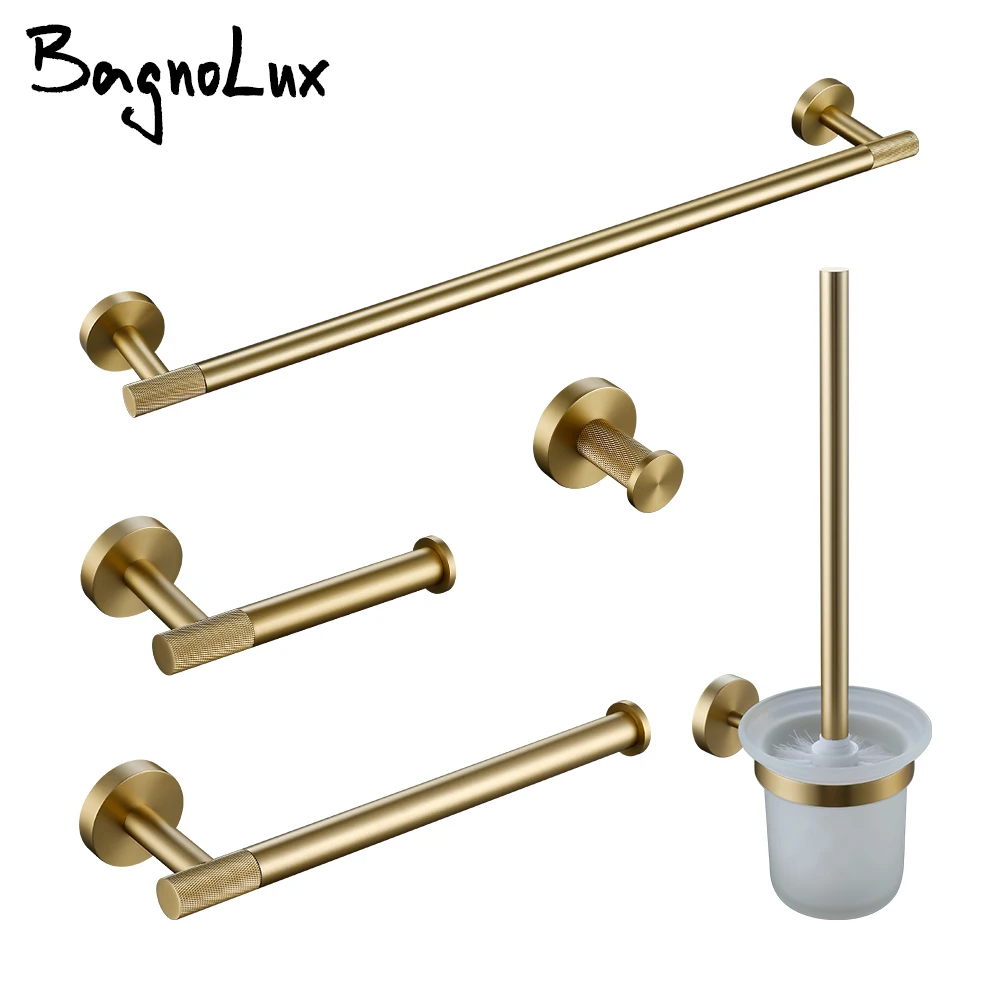 Bathroom Hardware Accessories Set Brushed Gold Knurled Brass Kit Towel Bar Ring Robe Hook Paper Holder Towel Ring Toilet Brush
Bathroom Hardware Accessories Set Brushed Gold Knurled Brass Kit Towel Bar Ring Robe Hook Paper Holder Towel Ring Toilet Brush