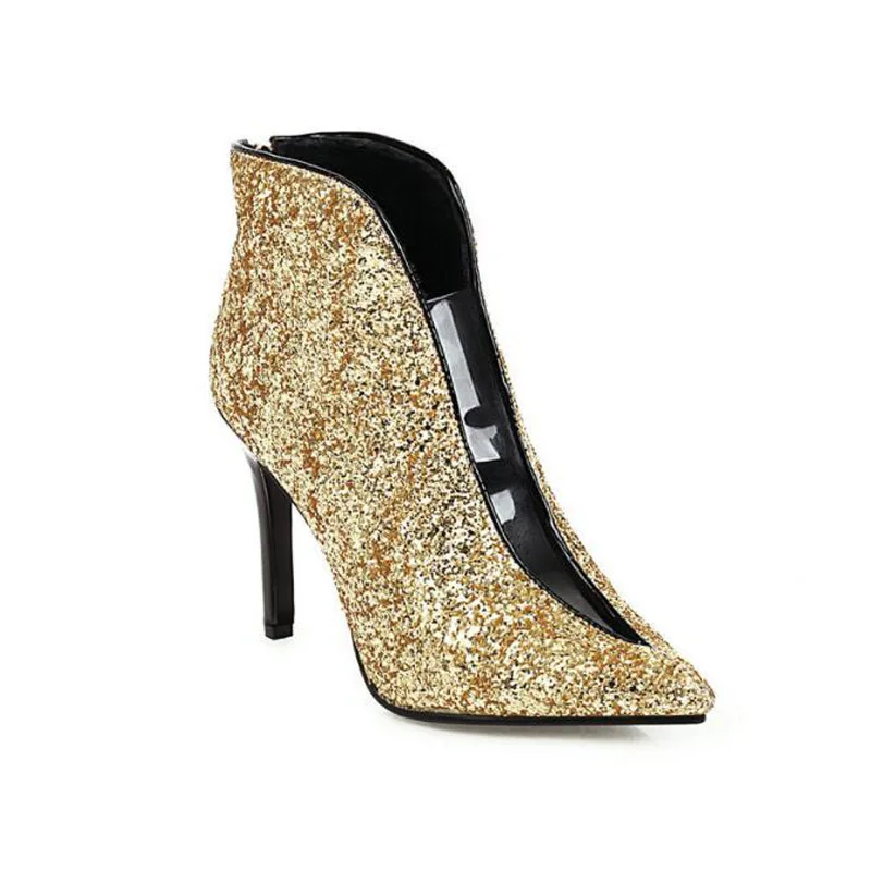 New Women's 10CM High Heels Pointed Toe High-Heeled Stiletto And Ankle Boots For Women Silver Gold Sequins Bridal Wedding Shoes
New Women's 10CM High Heels Pointed Toe High-Heeled Stiletto And Ankle Boots For Women Silver Gold Sequins Bridal Wedding Shoes