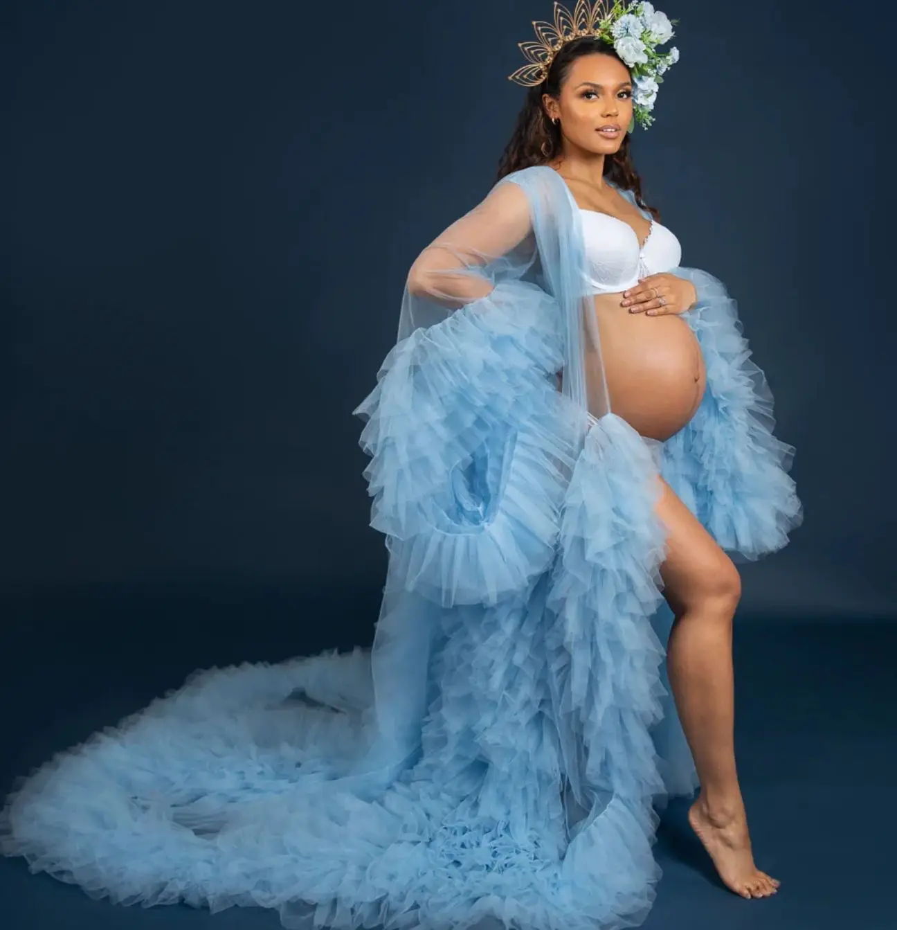 Sky Blue Maternity Shoot Dress with Tiered Skirts Ruffled Pregnancy Gowns for Babyshower Women Robe Prom Party Clothes
Sky Blue Maternity Shoot Dress with Tiered Skirts Ruffled Pregnancy Gowns for Babyshower Women Robe Prom Party Clothes
