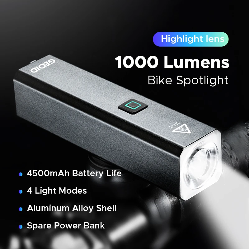 GEOID 1000/800/600LM Bike Light Front Lamp Waterproof USB Rechargeable LED 4500mAh Bicycle Light Cycling Headlight
GEOID 1000/800/600LM Bike Light Front Lamp Waterproof USB Rechargeable LED 4500mAh Bicycle Light Cycling Headlight