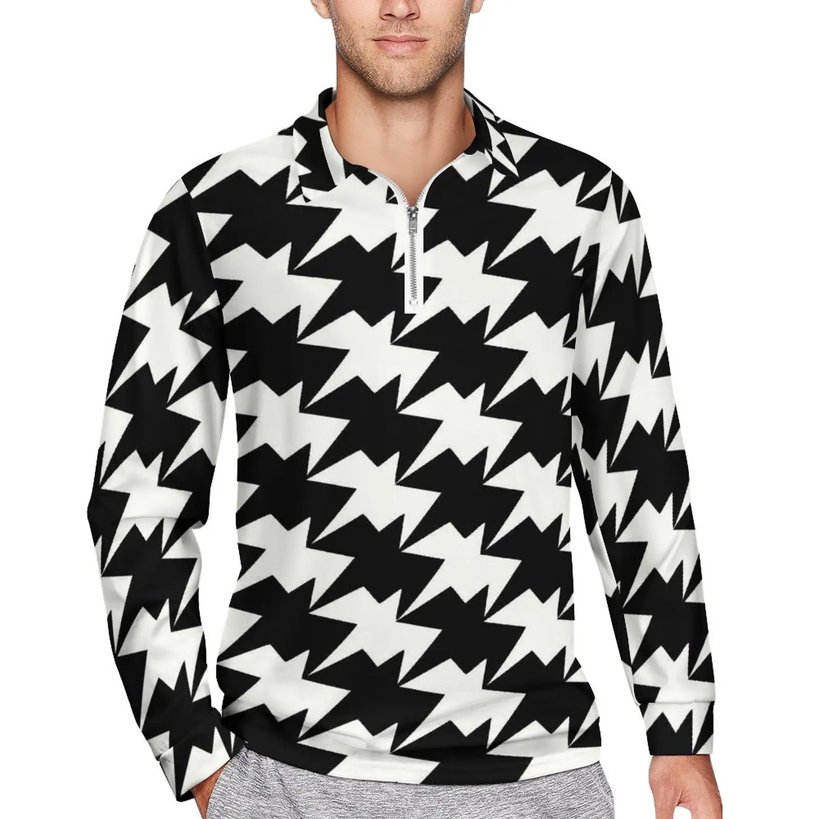 Houndstooth Graphic Polo Shirts Autumn Modern Abstract Design Zipper Casual Shirt Long Sleeve Stylish Custom Oversized T-Shirts
Houndstooth Graphic Polo Shirts Autumn Modern Abstract Design Zipper Casual Shirt Long Sleeve Stylish Custom Oversized T-Shirts