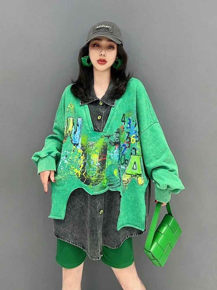 SuperAen 2033 Spring Summer New Korean Fashion Casual Fake Two Piece Denim Jeans Jacket Women
SuperAen 2033 Spring Summer New Korean Fashion Casual Fake Two Piece Denim Jeans Jacket Women