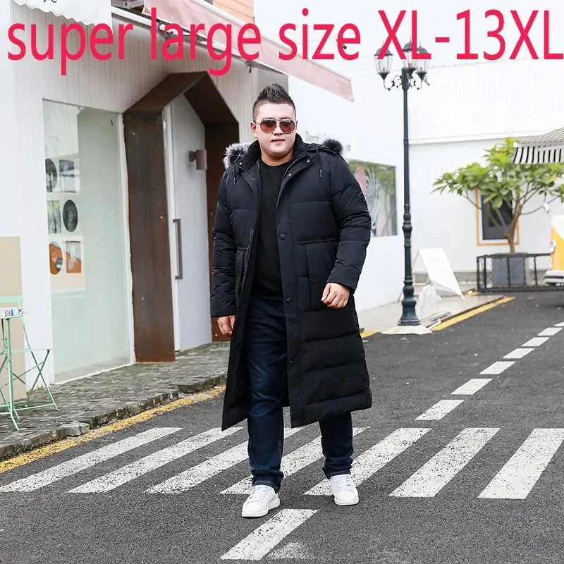 

New Fashion X-long Super Large Men Fox Fur Collar Coat Extra Thicker Down Jacket High Quality Plus Size M-11XL12XL13XL14XL