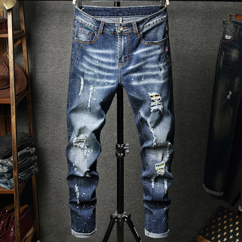 Men Jeans Streetwear Ripped Denim Pants Trend Brand Trousers For Men Casual Solid Biker Destroyed Hole Slim Fit Jean Male Design
Men Jeans Streetwear Ripped Denim Pants Trend Brand Trousers For Men Casual Solid Biker Destroyed Hole Slim Fit Jean Male Design