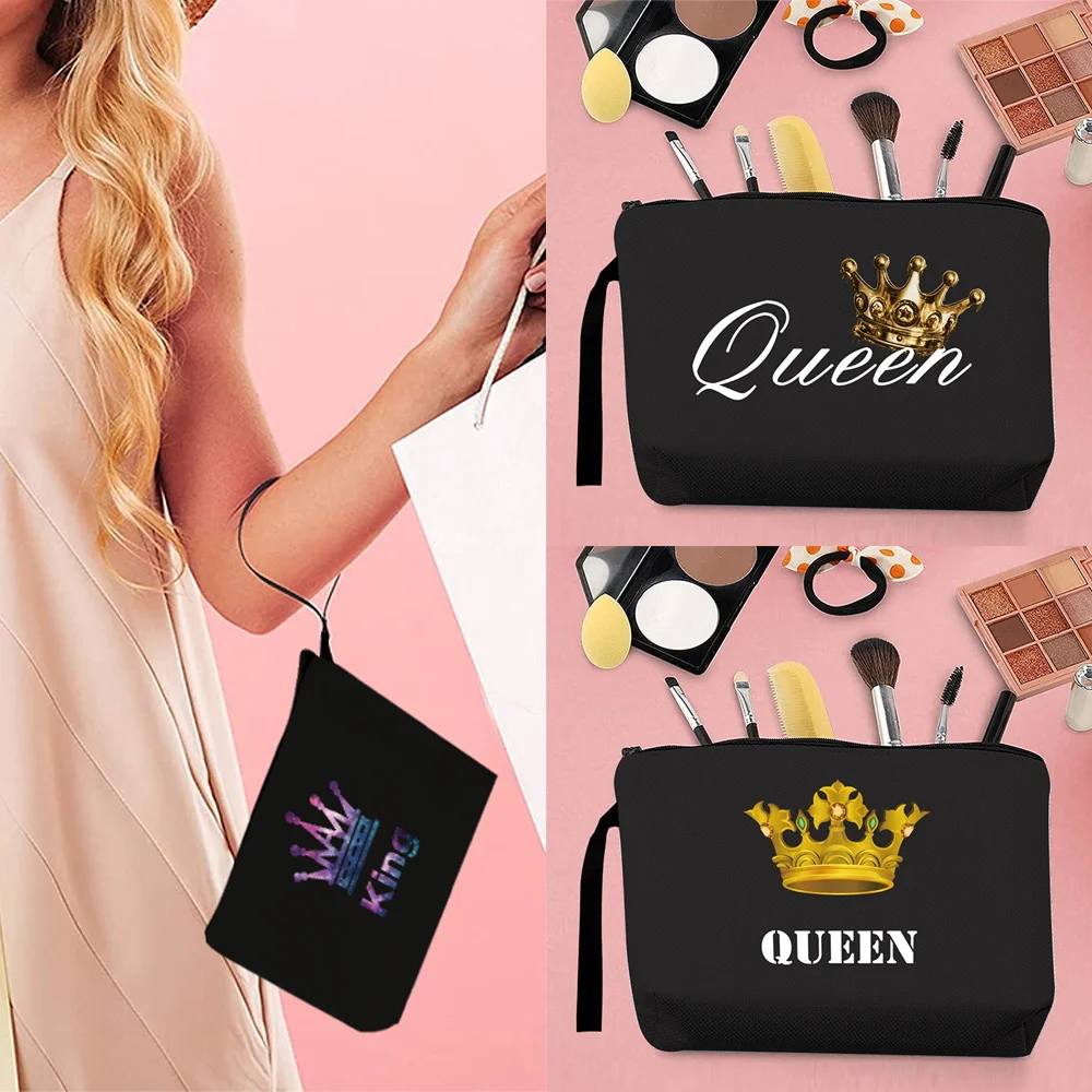 Casual Women's Cosmetic Bags King Pattern Office Travel Storage Pack Pencil Cases Black Linen Handbags Makeup Bag Toiletry Pouch
Casual Women's Cosmetic Bags King Pattern Office Travel Storage Pack Pencil Cases Black Linen Handbags Makeup Bag Toiletry Pouch