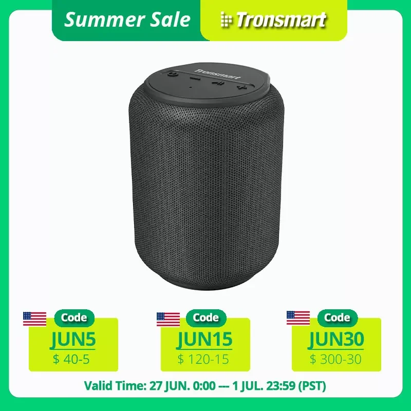 Tronsmart T6 Mini Speaker Wireless Bluetooth Speaker with 360 Degree Surround Sound, 24H Playtime,IPX6 Waterproof
Tronsmart T6 Mini Speaker Wireless Bluetooth Speaker with 360 Degree Surround Sound, 24H Playtime,IPX6 Waterproof