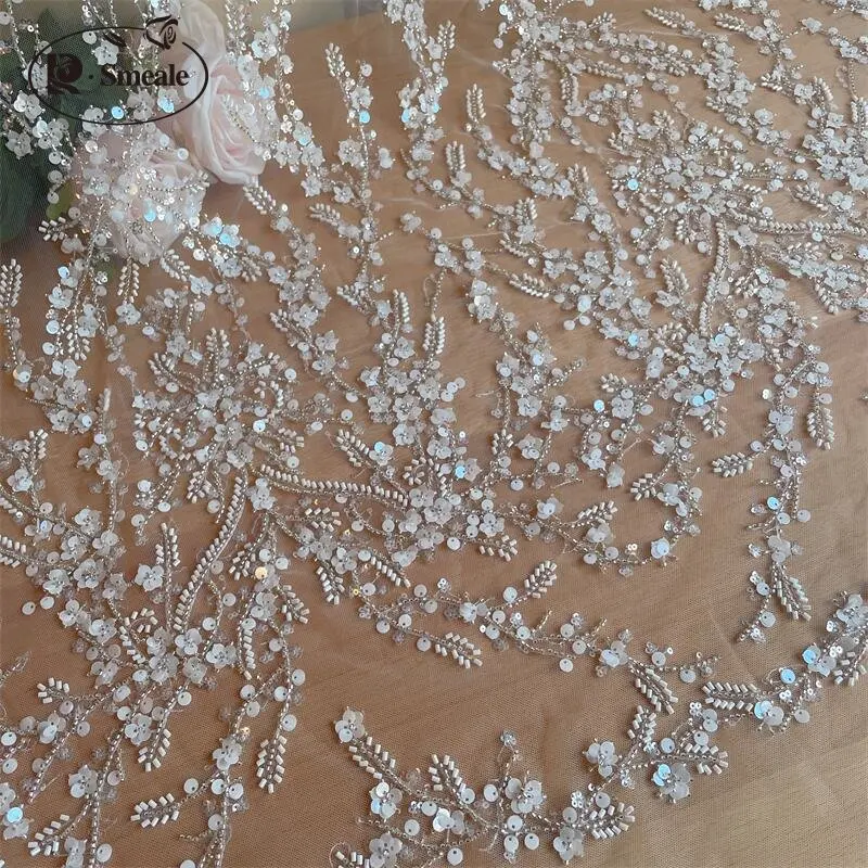 Off-White 3D Flowers Beaded Sequins Embroidered Lace Fabric Wedding Dress Small Flower Applique Shining Bride Fabric RS4071
Off-White 3D Flowers Beaded Sequins Embroidered Lace Fabric Wedding Dress Small Flower Applique Shining Bride Fabric RS4071