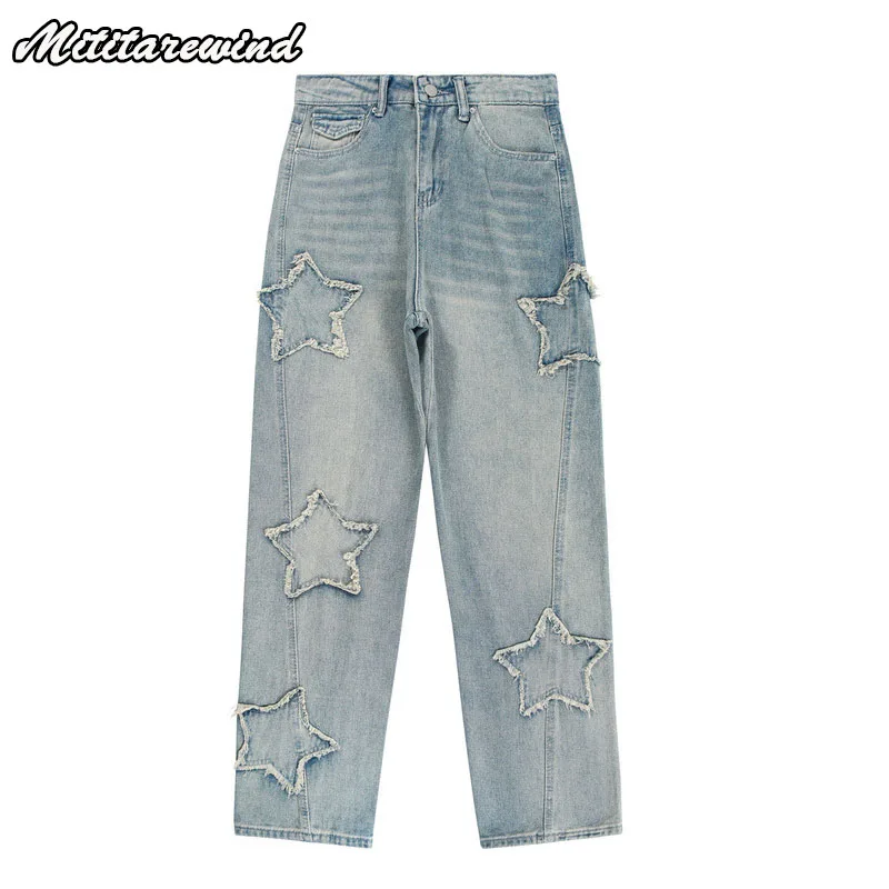 Vintage Retro Loose Baggy Jeans Casual Couple Trousers American High Street Five-point Star Patchwork Distressed Wash Men Pants
Vintage Retro Loose Baggy Jeans Casual Couple Trousers American High Street Five-point Star Patchwork Distressed Wash Men Pants