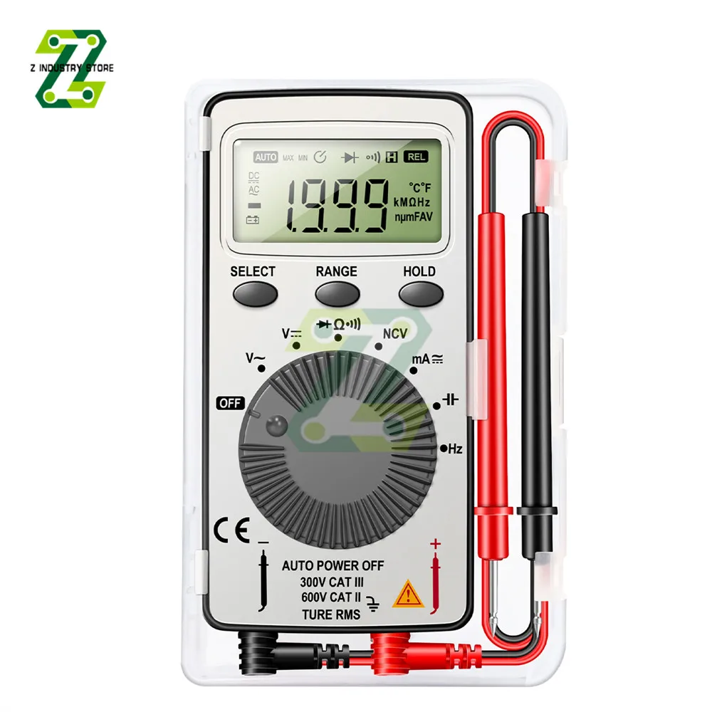 AN101 Mini Digital Multimeter 4000 T-RMS AC/DC NCV Capacitance Ammeter Voltmeter Tester Multimetro Digital Test
AN101 Mini Digital Multimeter 4000 T-RMS AC/DC NCV Capacitance Ammeter Voltmeter Tester Multimetro Digital Test