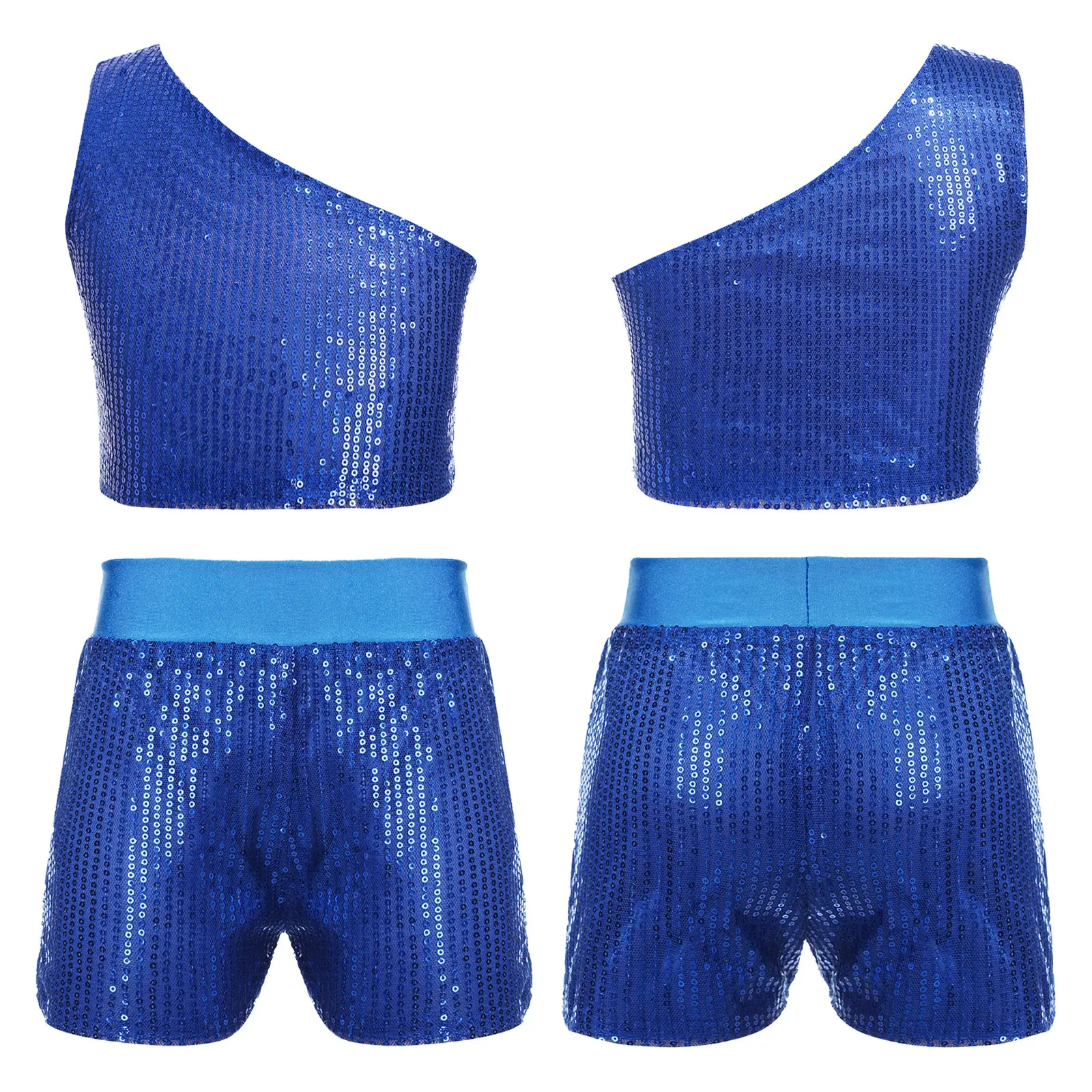 Kids Girls Jazz Ballet Dance Costumes Shiny Sequins Sleeveless Crop Top+Shorts Outfit for Hip Hop Street Dance Stage Performance
Kids Girls Jazz Ballet Dance Costumes Shiny Sequins Sleeveless Crop Top+Shorts Outfit for Hip Hop Street Dance Stage Performance