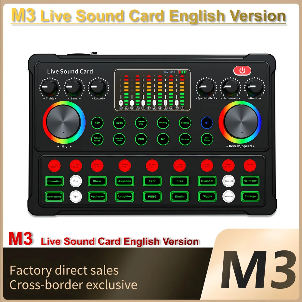 M3 RGB LED Wireless Bluetooth-compatible 5.0 External Mixer Sound Card Noise Reduction Live Streaming BroadcastingKTV Singing
M3 RGB LED Wireless Bluetooth-compatible 5.0 External Mixer Sound Card Noise Reduction Live Streaming BroadcastingKTV Singing
