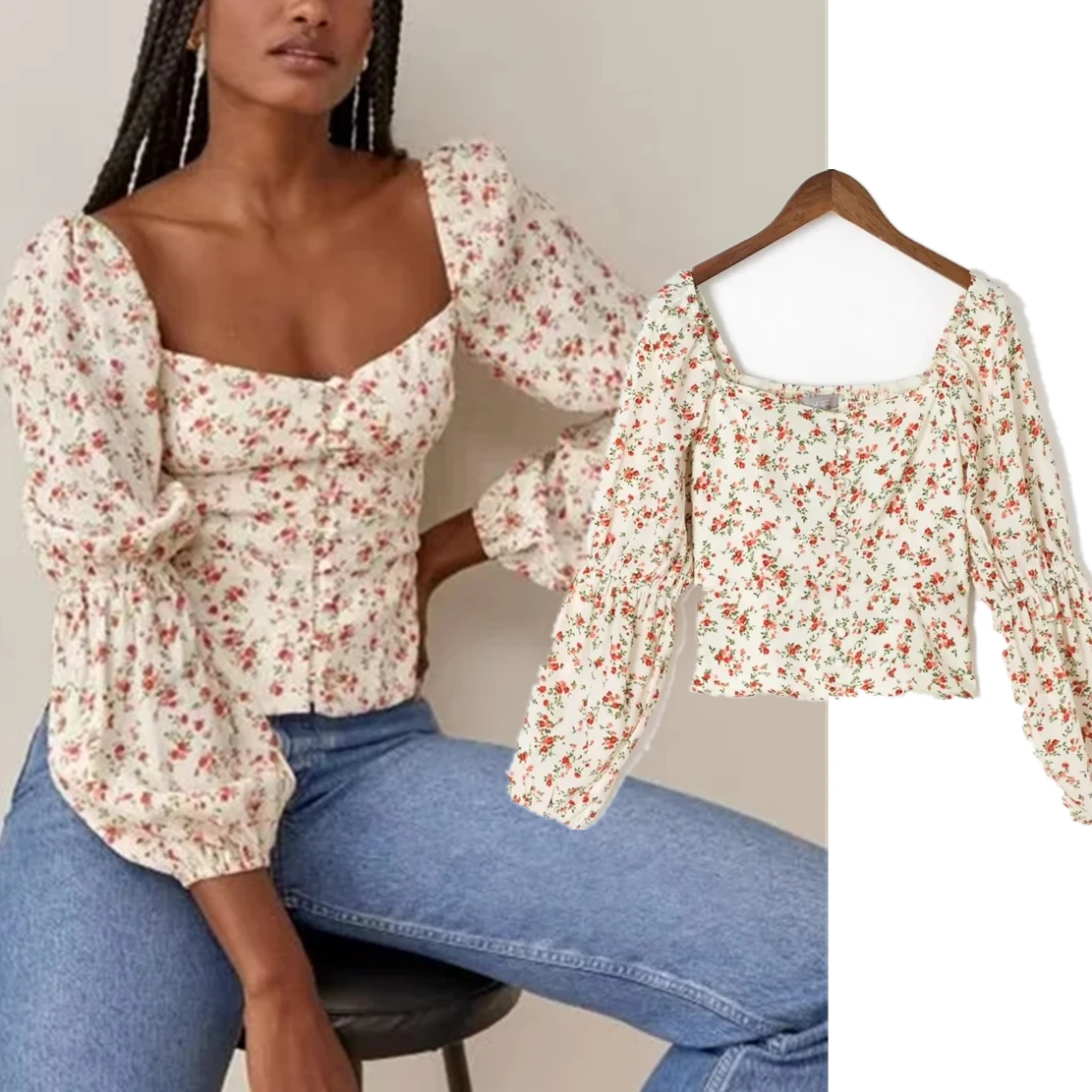 Jenny&Dave 2022 Indie Folk French Vintage Floral Print Square Collar Short Shirt Casual Blouse Women
Jenny&Dave 2022 Indie Folk French Vintage Floral Print Square Collar Short Shirt Casual Blouse Women
