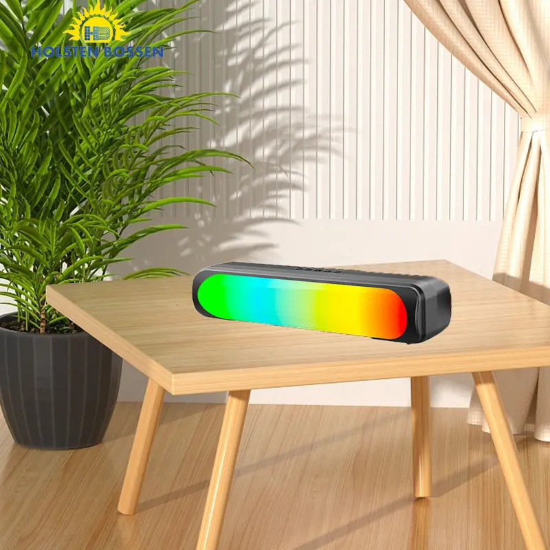 

New intelligent color light wireless portable Bluetooth speaker ambient light long subwoofer double speaker audio