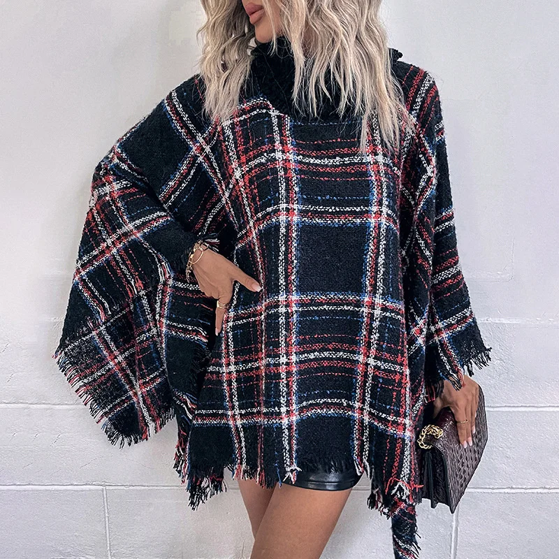 Autumn And Winter 2022 New Women's Knitted Cape Pullover Lapel Color Grid Striped Shawl Female Clothing Warm Stylish Knitwear
Autumn And Winter 2022 New Women's Knitted Cape Pullover Lapel Color Grid Striped Shawl Female Clothing Warm Stylish Knitwear