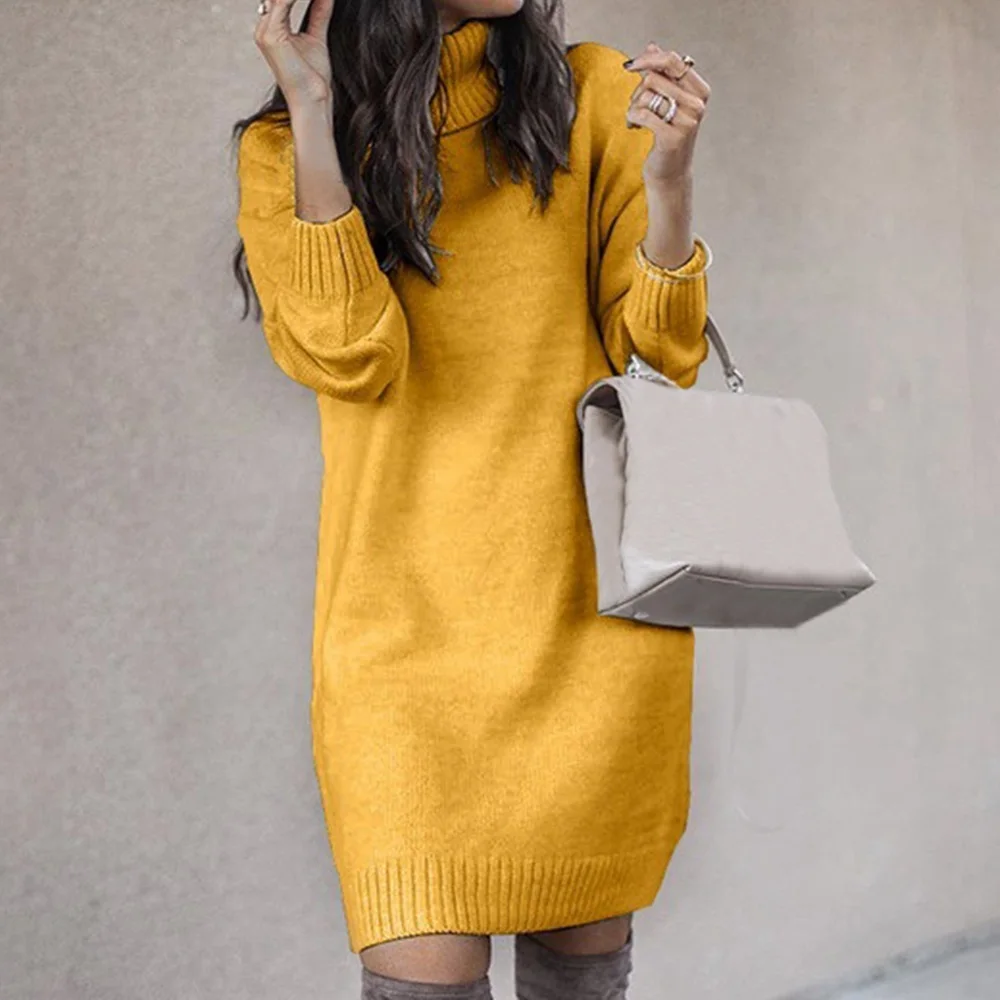 Turtleneck Long Sleeve Sweater Dress Women Autumn Winter Loose Long Tunic Knitted Pullover Casual Solid Knit Sweater Dresses
Turtleneck Long Sleeve Sweater Dress Women Autumn Winter Loose Long Tunic Knitted Pullover Casual Solid Knit Sweater Dresses