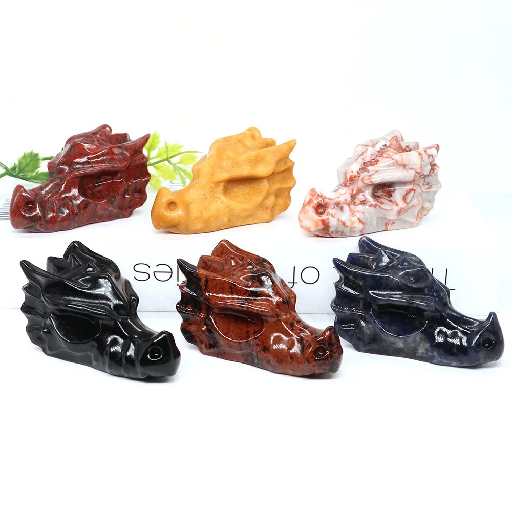2.7" Natural Stone Carving Dragon Head Skull Statue Obsidian Healing Crystal Figurine Home Decor Sculpture Craft Halloween Gifts
2.7" Natural Stone Carving Dragon Head Skull Statue Obsidian Healing Crystal Figurine Home Decor Sculpture Craft Halloween Gifts