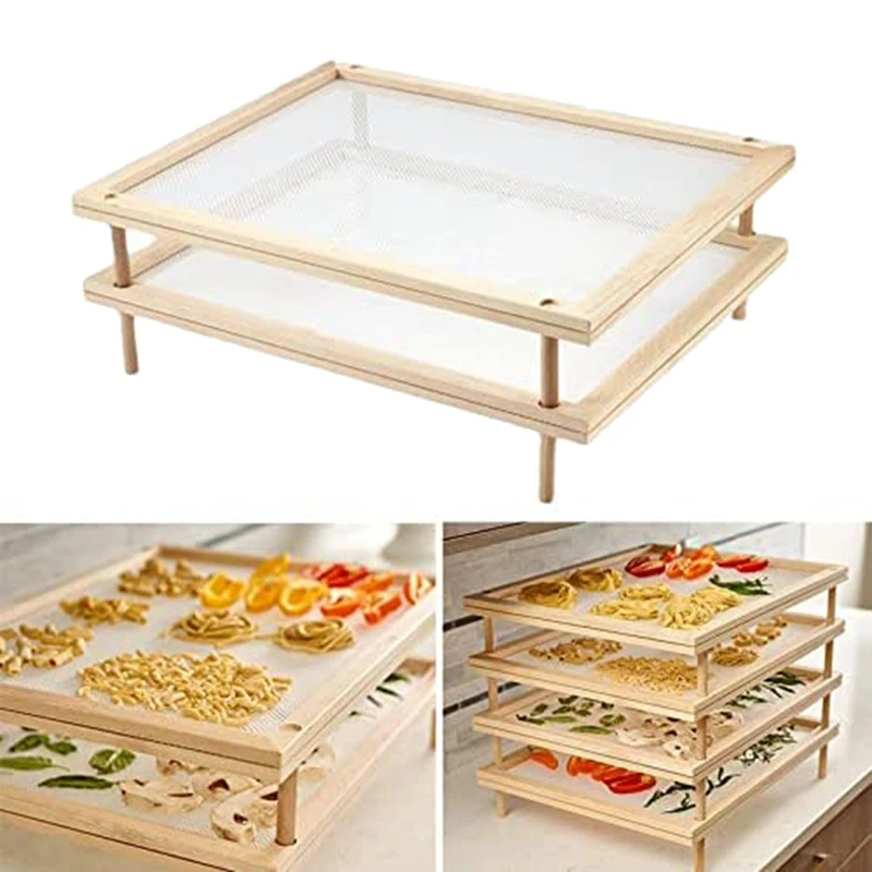 Stackable Food Dryer With Net Wooden Pasta Herb Drying Racks Multipurpose 2-Tier Food-Dryer Holder
Stackable Food Dryer With Net Wooden Pasta Herb Drying Racks Multipurpose 2-Tier Food-Dryer Holder