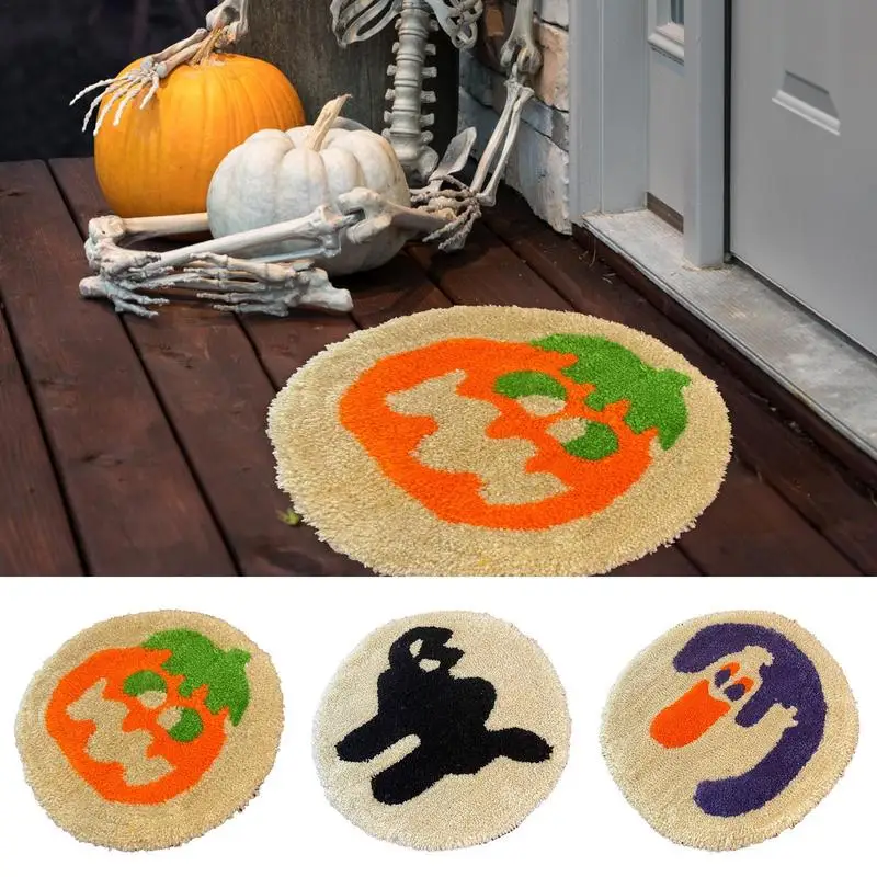 

Halloween Door Mat Pumpkin Kitchen Rug Absorbent Shaggy Carpet For Living Room Balcony Front Door Entrance Bedroom Decoration