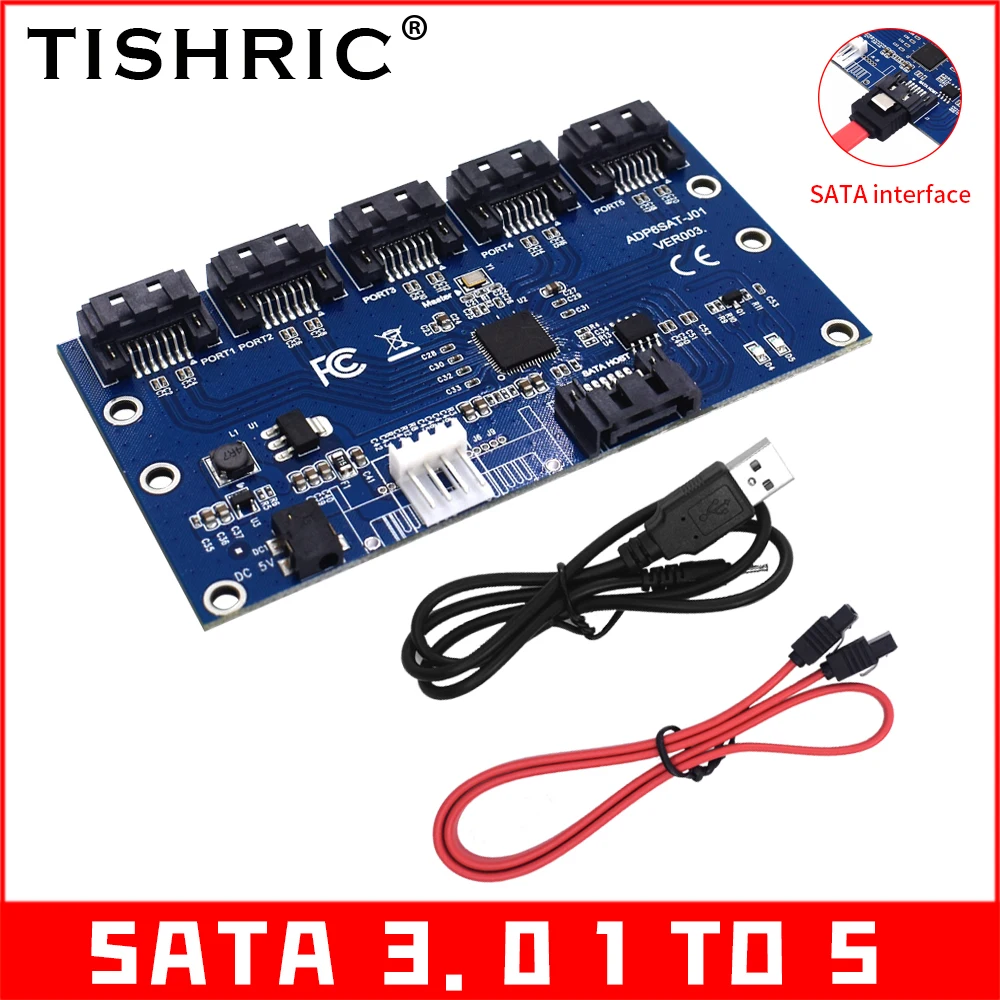TISHRIC SATA 1 To 5 Port Converter PCI Express Multiplier SATA Expansion Card With 5 SATA3.0 Interfaces Harddrive HDD SSD
TISHRIC SATA 1 To 5 Port Converter PCI Express Multiplier SATA Expansion Card With 5 SATA3.0 Interfaces Harddrive HDD SSD