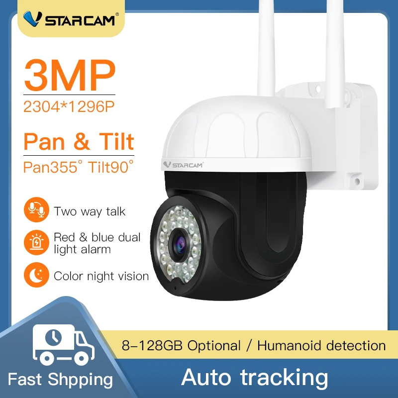 Vstarcam Outdoor 3MP IP Camera Security WIFI HD Waterproof Color Night Vision Two Way Audio AI Auto Tracking Surveillance Cam
Vstarcam Outdoor 3MP IP Camera Security WIFI HD Waterproof Color Night Vision Two Way Audio AI Auto Tracking Surveillance Cam
