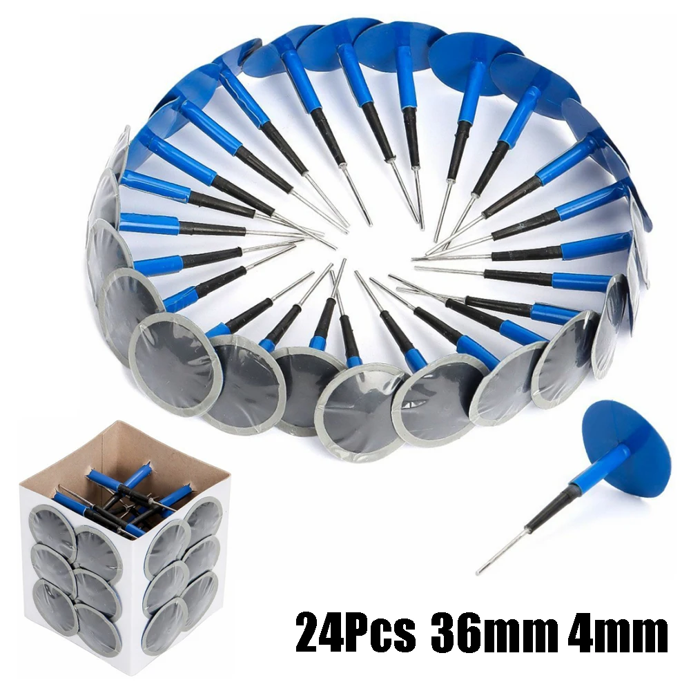 

24PCS Car Rubber Wired Tyre Patches Puncture Repair Mushroom Plug Patch KIT Durable Blue Motorcycles Car Truck Part