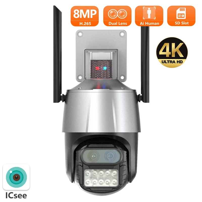 Wireless 8MP 4K PTZ IP Camera 4G Wifi Outdoor AI Human Auto Tracking 8x Zoom CCTV Audio TF Night Vision H.265 Security Cameras
Wireless 8MP 4K PTZ IP Camera 4G Wifi Outdoor AI Human Auto Tracking 8x Zoom CCTV Audio TF Night Vision H.265 Security Cameras
