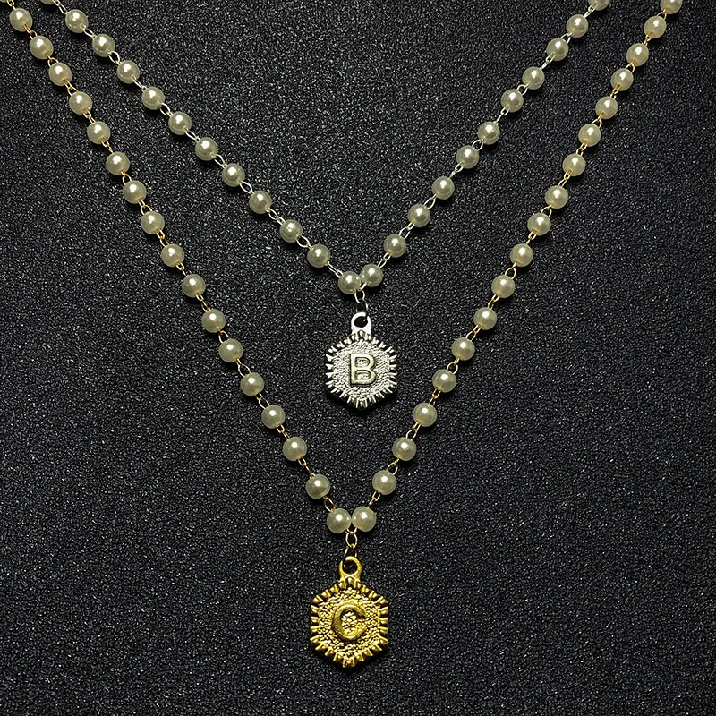 Gold Hexagon Initial Letter Necklace for Women Men Gold Pearl 26 A-Z Alphabet Pendant Necklace Collar Luxury Jewelry Wholesale
Gold Hexagon Initial Letter Necklace for Women Men Gold Pearl 26 A-Z Alphabet Pendant Necklace Collar Luxury Jewelry Wholesale