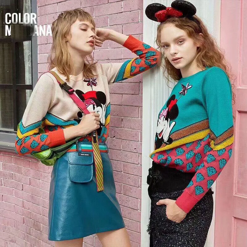 Disney Mickey Mouse Autumn Winter Knitted Jumper Tops turtleneck Pullovers Casual Sweaters Women Long Sleeve Loose Sweater Girls
Disney Mickey Mouse Autumn Winter Knitted Jumper Tops turtleneck Pullovers Casual Sweaters Women Long Sleeve Loose Sweater Girls