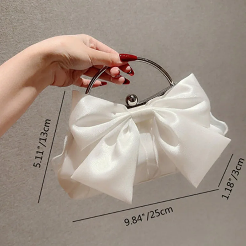 Female Bow Knot Cute Banquet Handbag Solid Color Portable Party Satchel Wedding Bridal Evening Bags Simple Fashion Minaudiere
Female Bow Knot Cute Banquet Handbag Solid Color Portable Party Satchel Wedding Bridal Evening Bags Simple Fashion Minaudiere