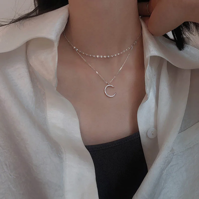 Silver Double Moon Necklace For Women Shiny Zircon Clavicle Chain Ladies Exquisite Collar To Send Friends Wedding Jewelry
Silver Double Moon Necklace For Women Shiny Zircon Clavicle Chain Ladies Exquisite Collar To Send Friends Wedding Jewelry