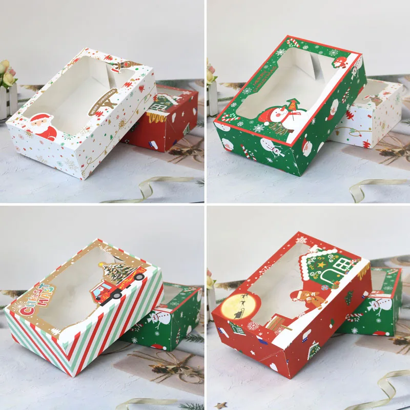 Christmas New White Cardboard PVC Window Opening Gift Box Integrated Foldable Folding Biscuit 
Christmas New White Cardboard PVC Window Opening Gift Box Integrated Foldable Folding Biscuit
