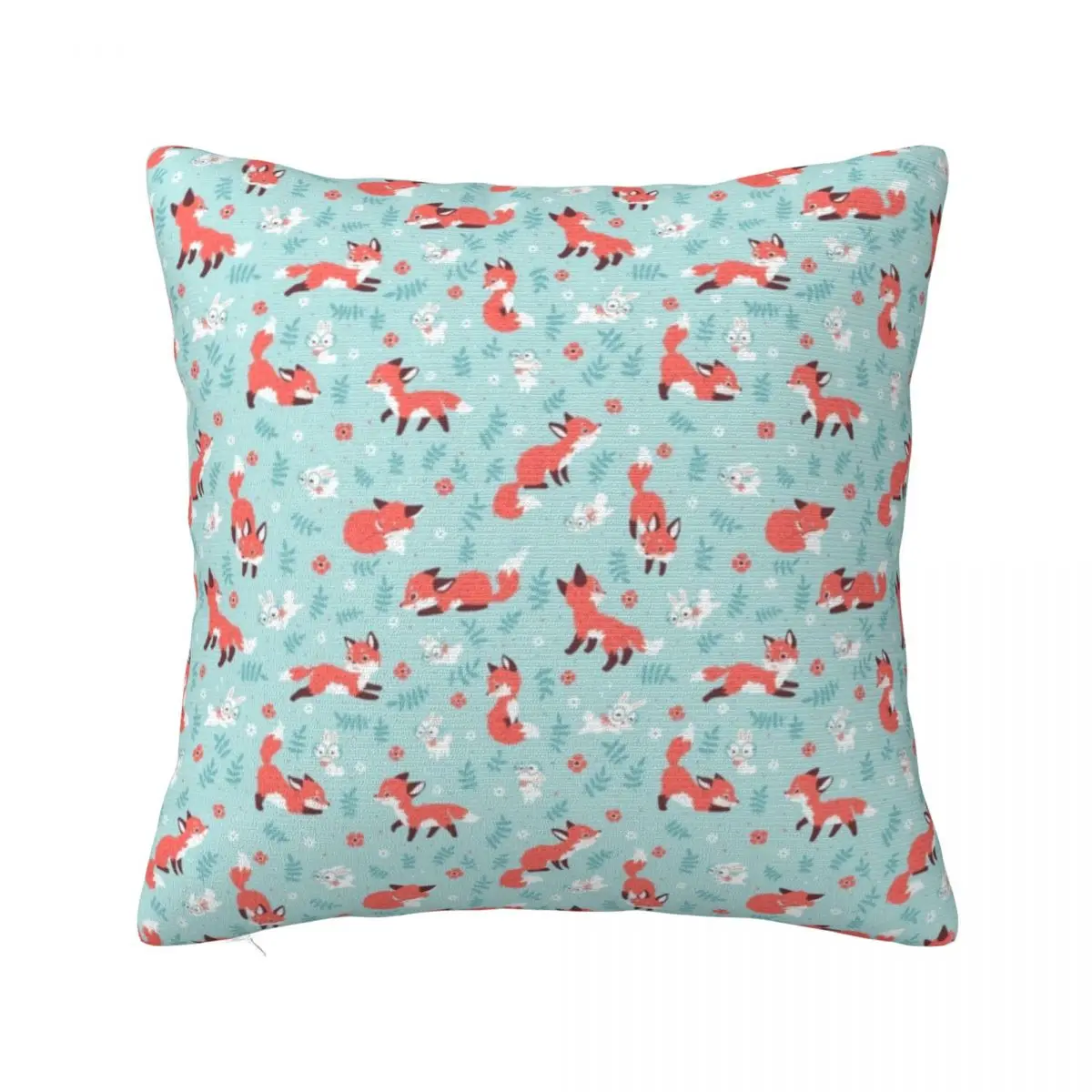 

Подушка "Лиса и Зайчик", милый весенний чехол на молнии с животными и цветочным принтом