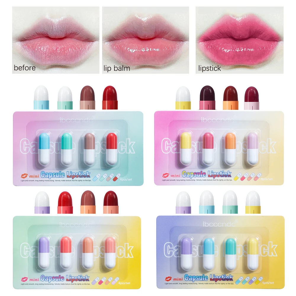 4Pcs/lot Capsule Mini Lipstick Lasting Moisturizing Clear Moisturizing Lip Balm Set Waterproof Girls Cute Lips Makeup Cosmetic
4Pcs/lot Capsule Mini Lipstick Lasting Moisturizing Clear Moisturizing Lip Balm Set Waterproof Girls Cute Lips Makeup Cosmetic