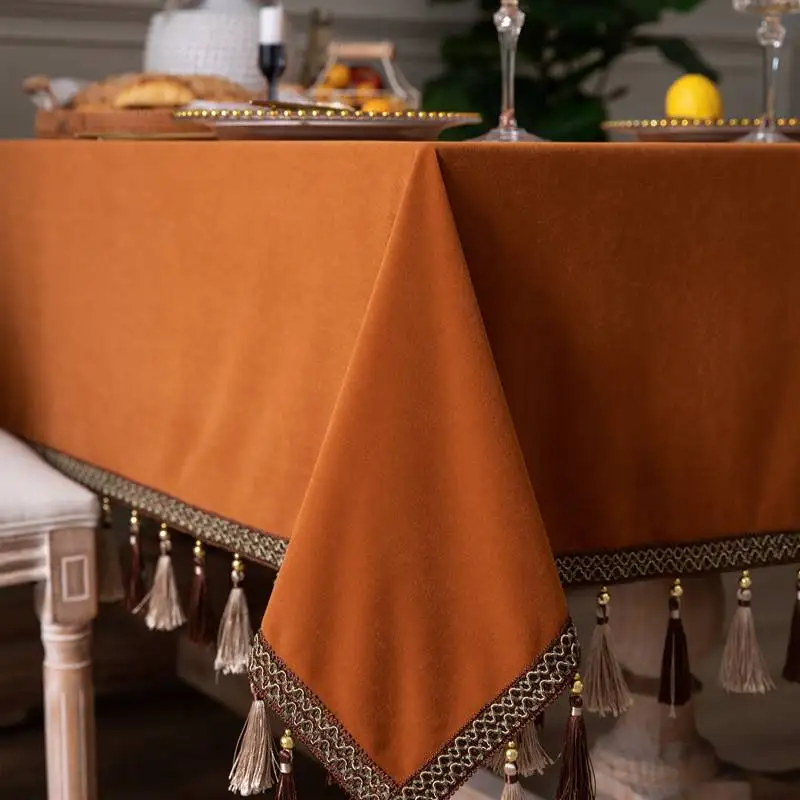 European style velvet tablecloth, grand and luxurious, retro orange customized restaurant and restaurant 
European style velvet tablecloth, grand and luxurious, retro orange customized restaurant and restaurant