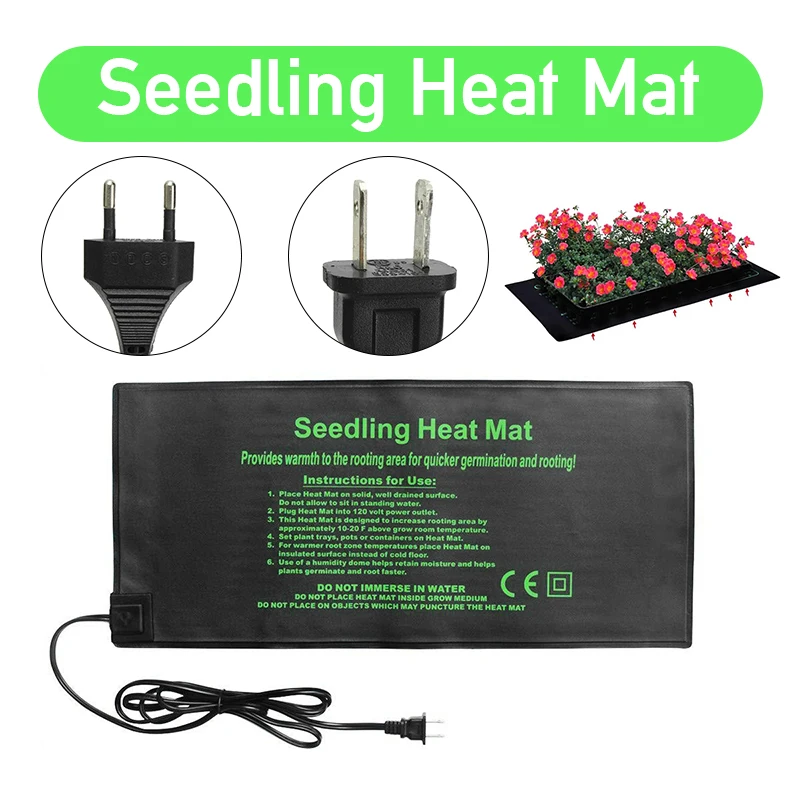

52x24CM EU/US Plug Seedling Heat Mat Waterproof Plant Seed Germination Propagation Clone Starter Warm Pad Mat Garden Supplies