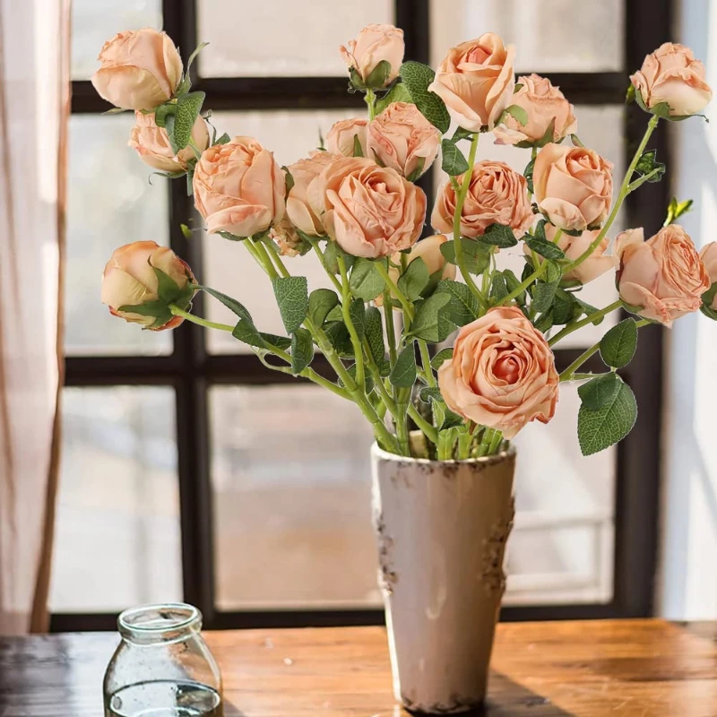 

Искусственные розы, 4 шт., 20 искусственных шелковых роз, искусственные розы для творчества, свадебный букет, цветочные композиции, украшение ...